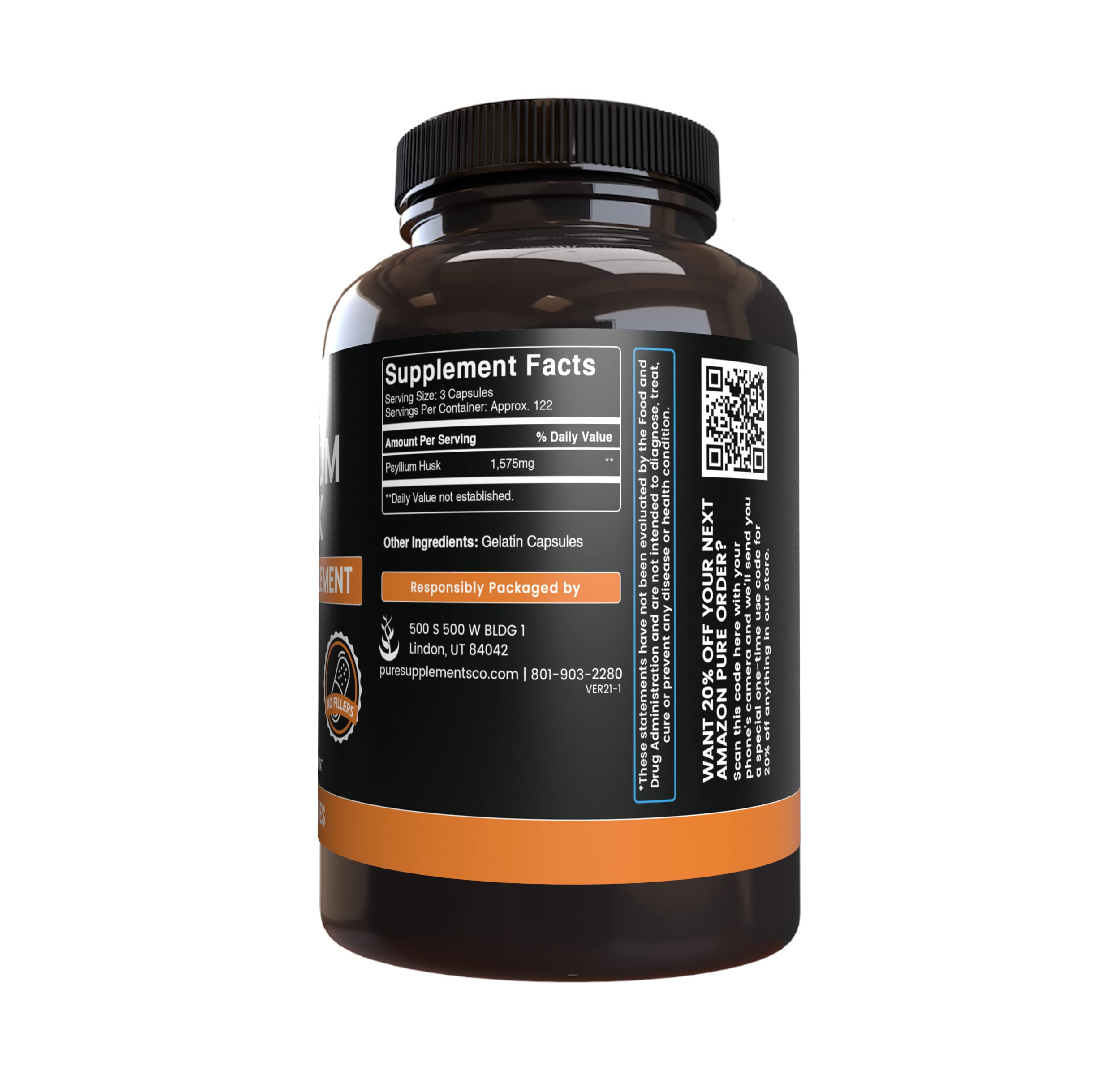 PURE ORIGINAL INGREDIENTS frasco junto a monedas para mostrar tamaño y cantidad