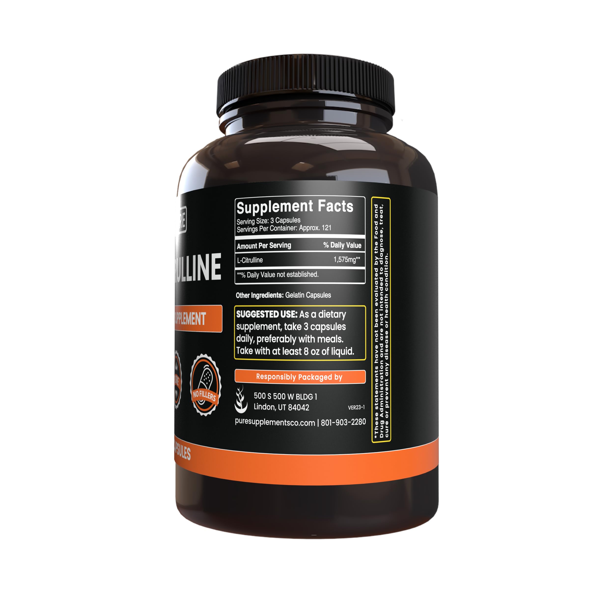 PURE ORIGINAL INGREDIENTS polvo de L‑citrulina a contraluz para verificar textura pura
