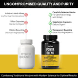 Pure Prana ingredientes cerca resaltando mezcla ayurvédica 5 en 1