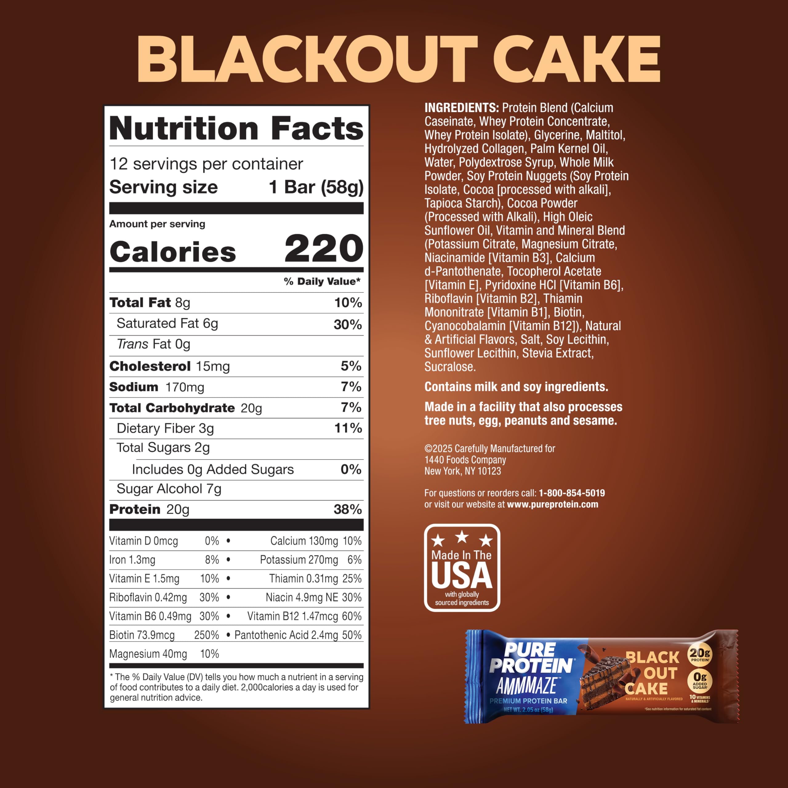 Pure Protein barrita abierta sin empaque, aspecto indulgente y listo para consumir