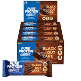 Pure Protein paquete frontal mostrando 12 barritas, portátil y práctico