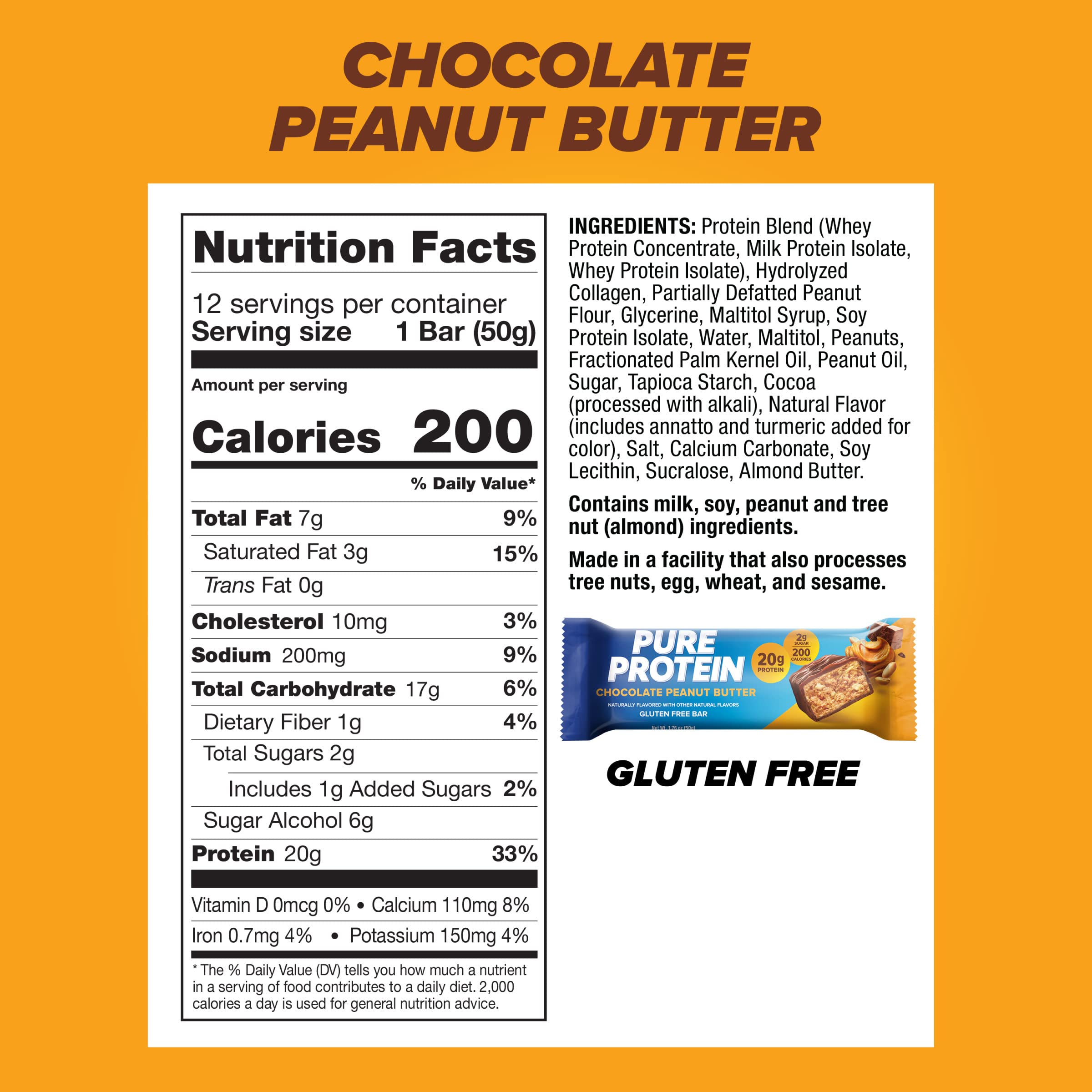 Pure Protein barra en mano lista para comer, beneficio energía inmediata