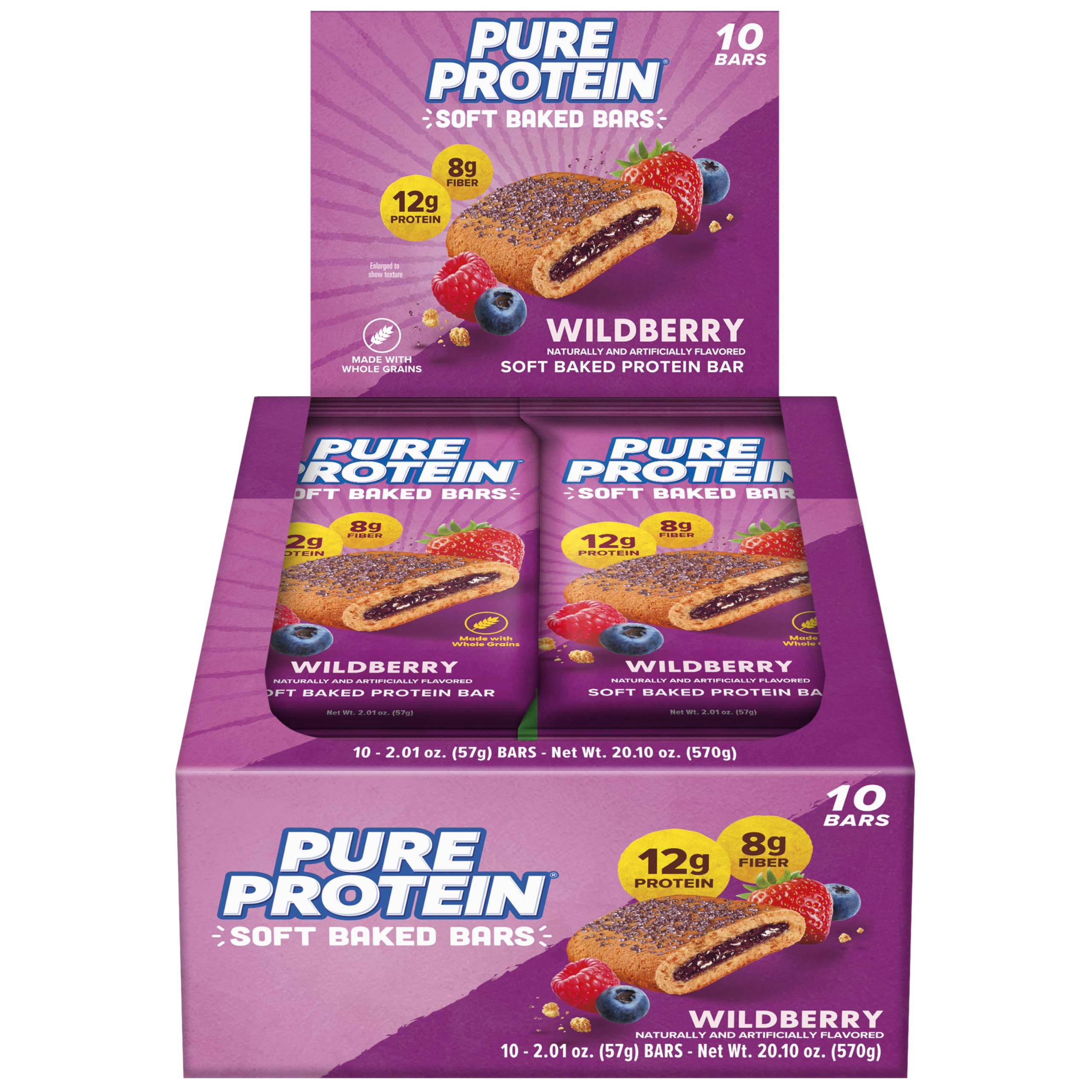 Pure Protein vista frontal del paquete, conveniencia para el desayuno