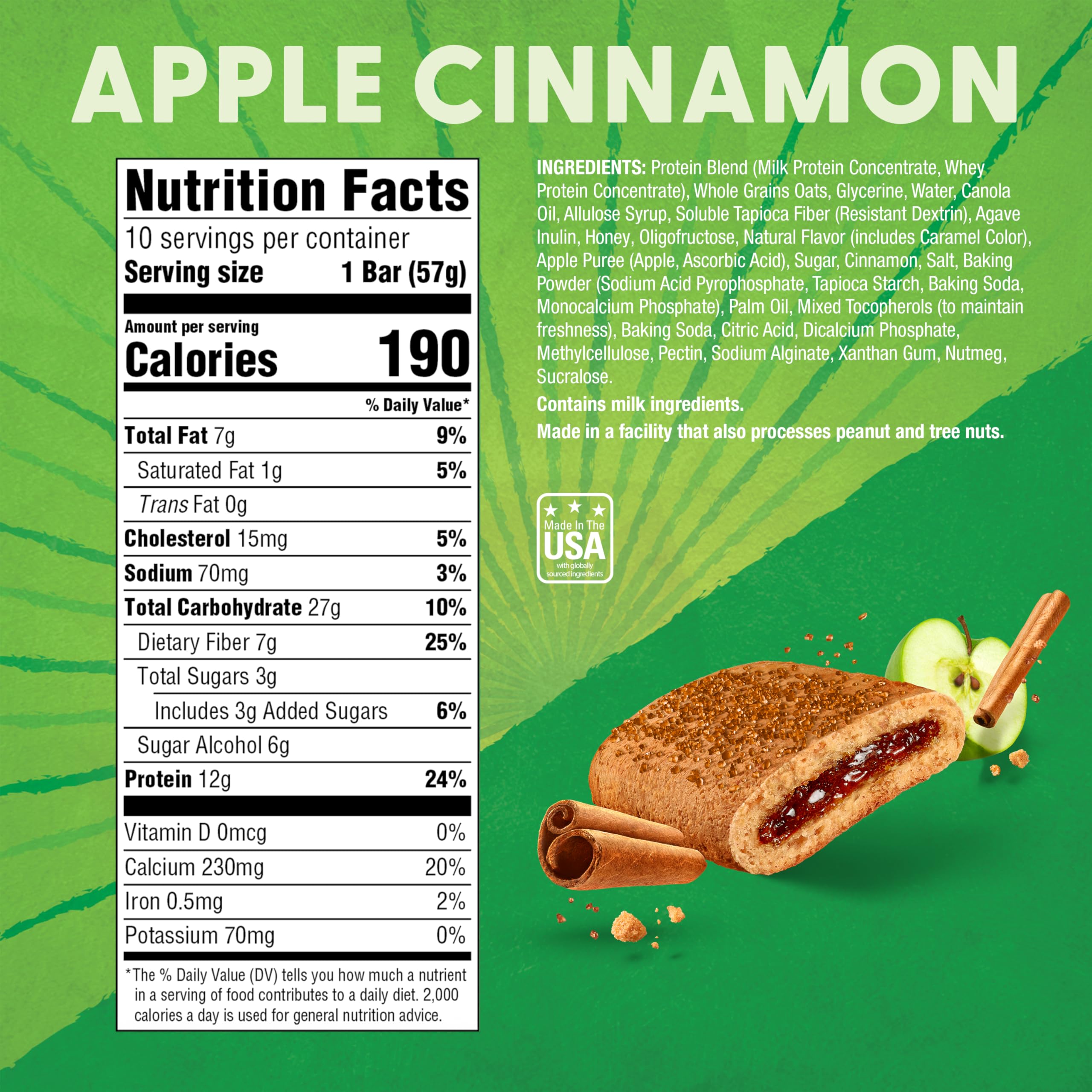 Pure Protein barrita abierta con relleno de manzana para sabor reconfortante