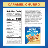 Pure Protein barra cortada con núcleo de caramelo, muestra textura y sabor