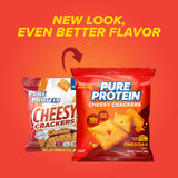 Pure Protein primer plano del sabor a cheddar real y su atractivo visual