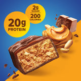 Pure Protein barra junto a regla para comparar tamaño y porción controlada