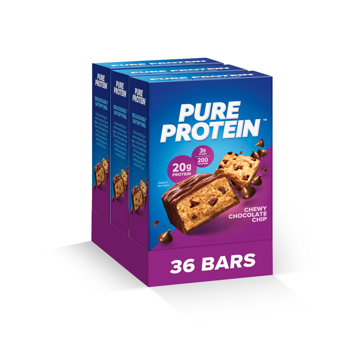 Pure Protein frente del empaque mostrando información nutricional y beneficio práctico