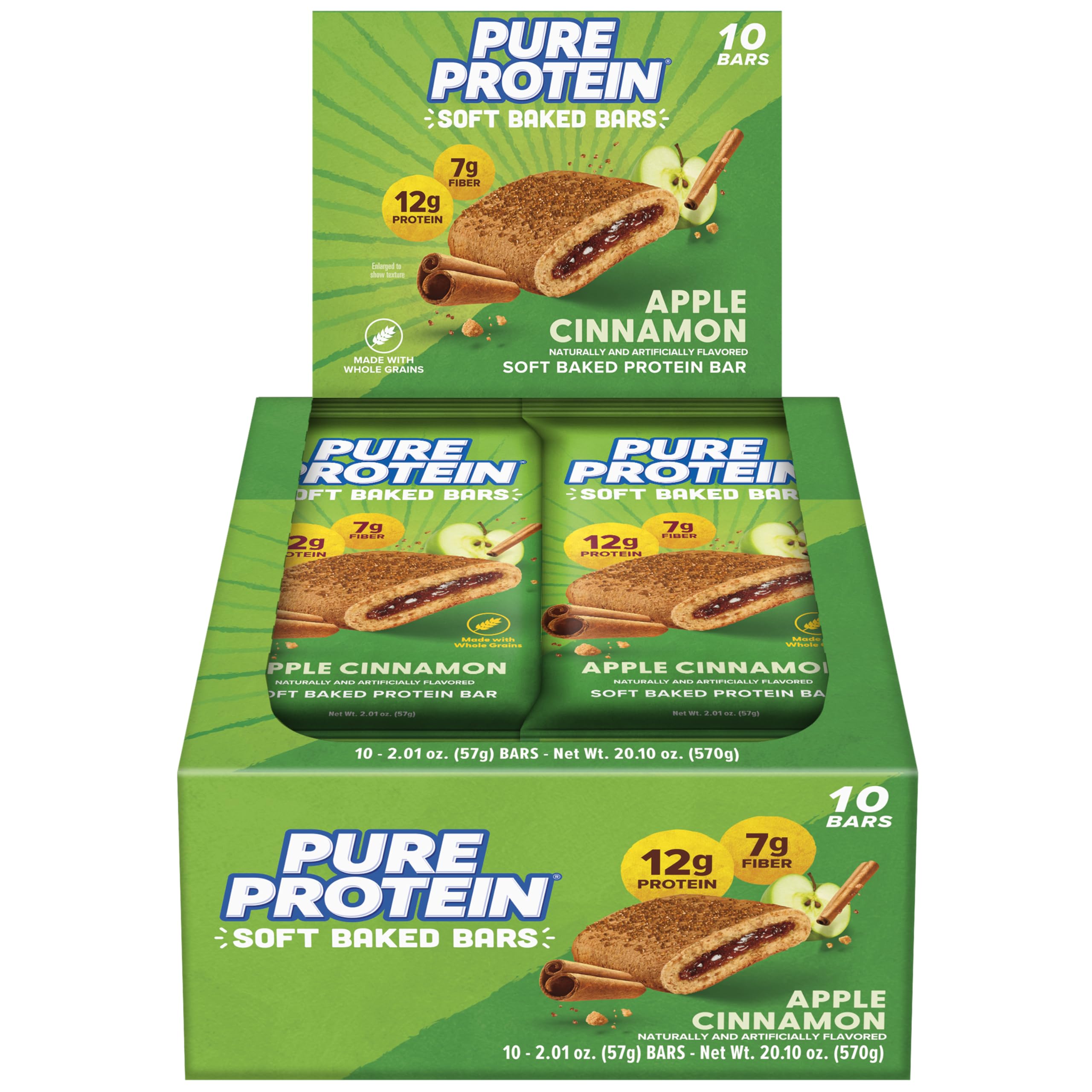 Pure Protein empaque frontal que muestra proteína y fibra para energía