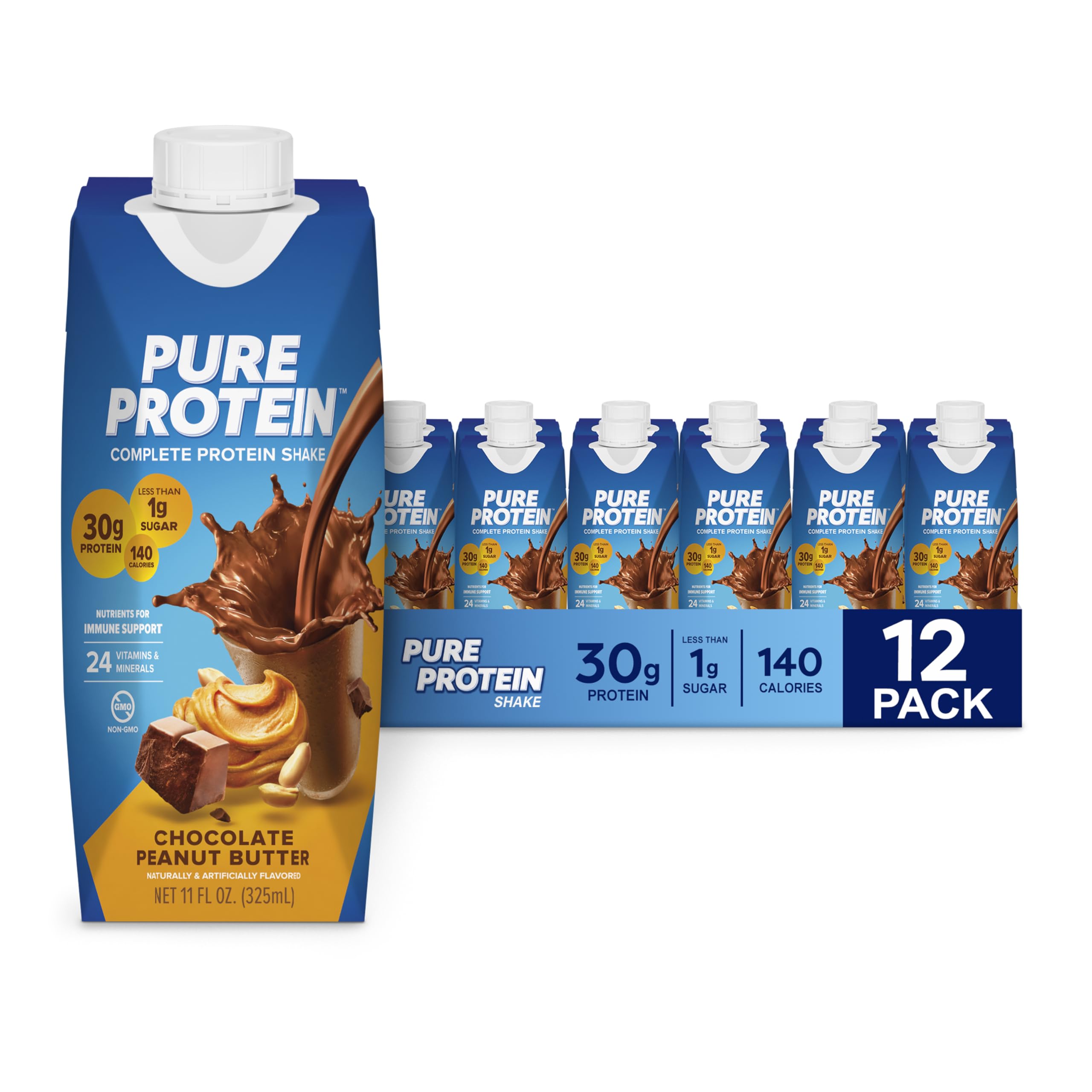 Pure Protein frente del envase mostrando 30 g proteína y sabor