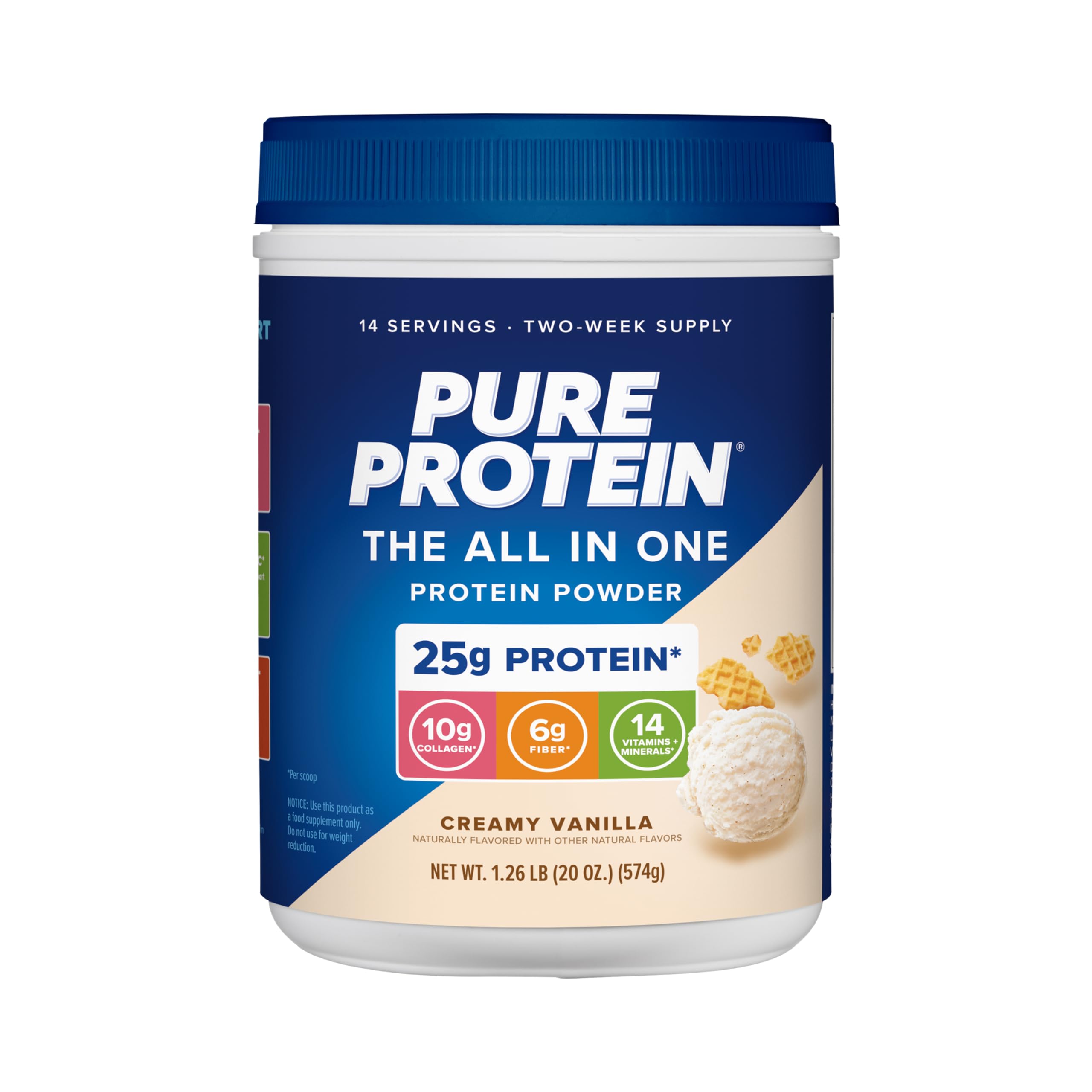 Pure Protein vista frontal del envase mostrando la marca y beneficios