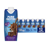 Pure Protein vista frontal del envase chocolate, sabor rico y práctico