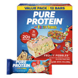 Pure Protein frontal del producto mostrando barra y envase, conveniencia portátil