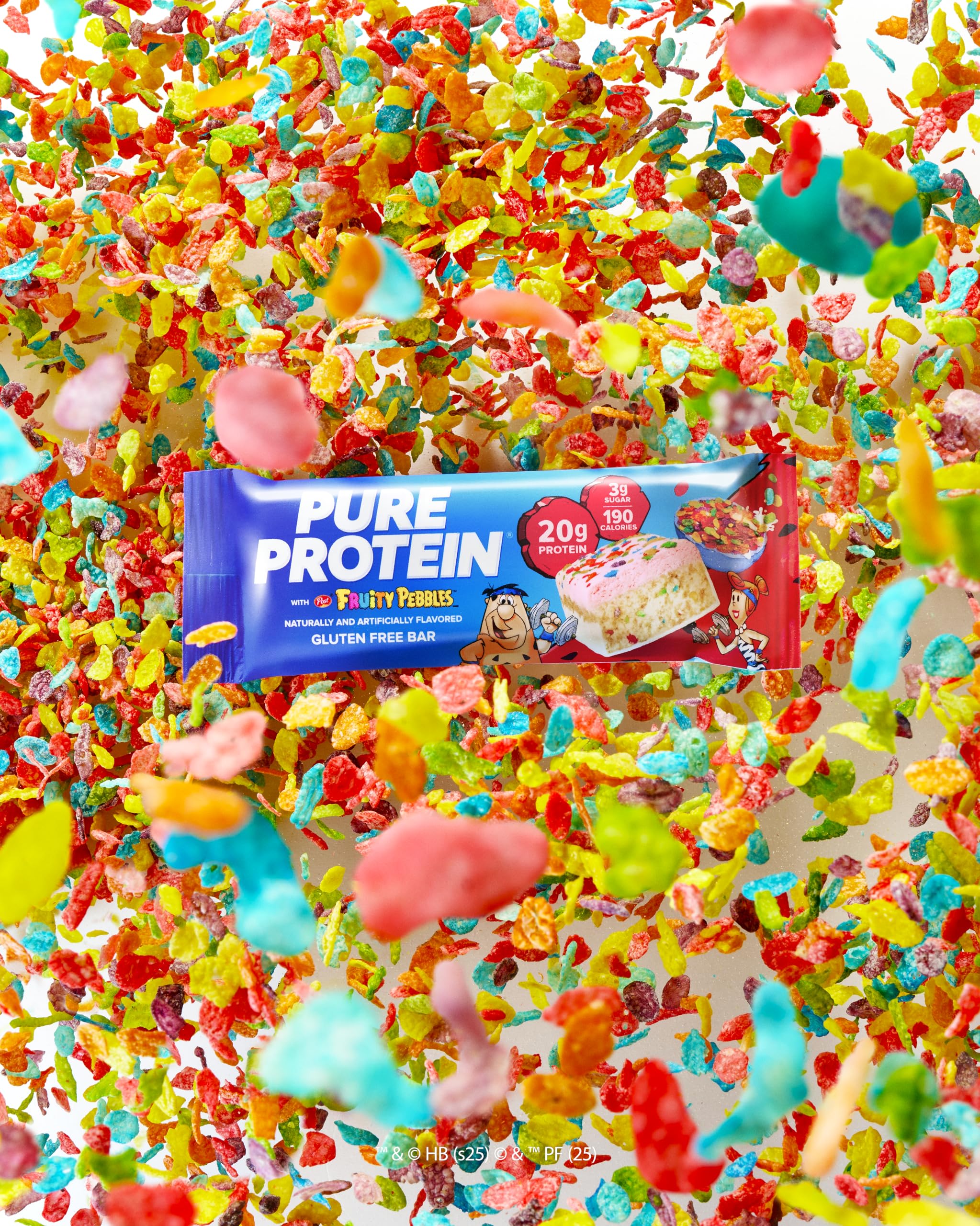 Pure Protein primer plano de inclusiones crujientes, sabor divertido y masticable