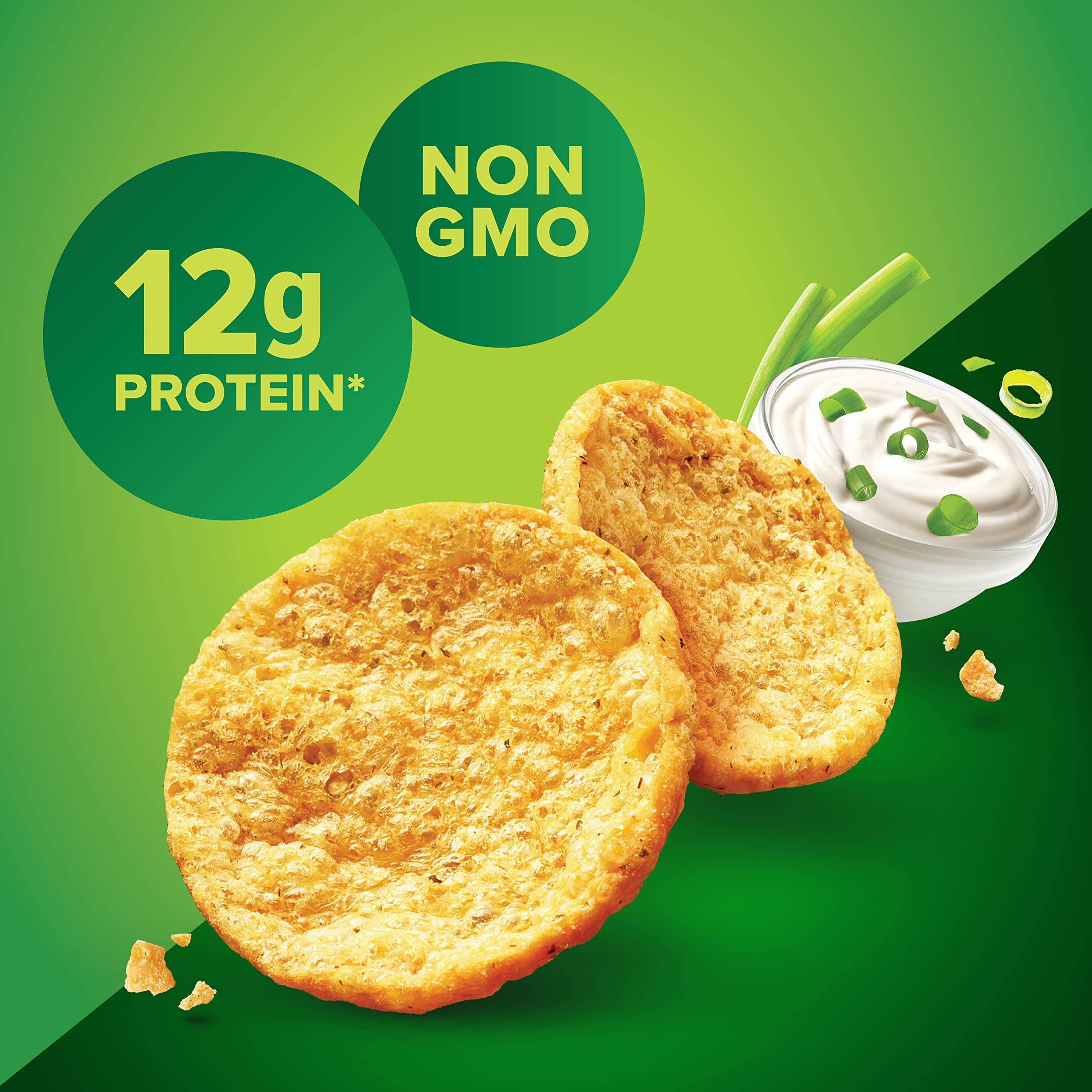 Pure Protein bolsa abierta con crisps visibles y crujido ligero