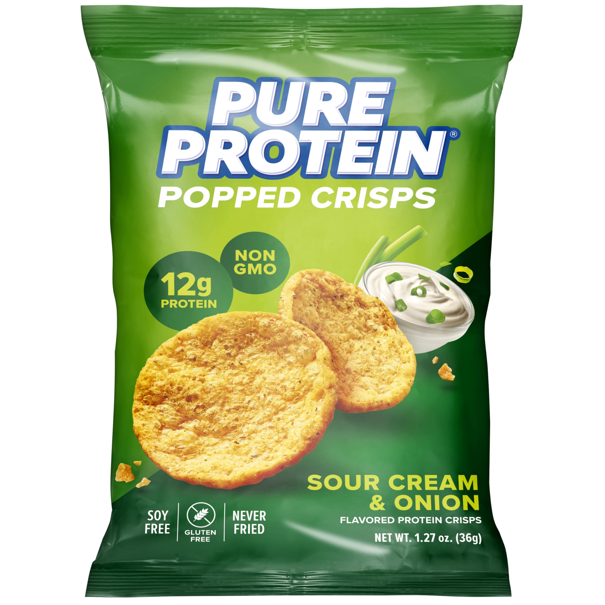 Pure Protein vista frontal del empaque mostrando el sabor y proteína