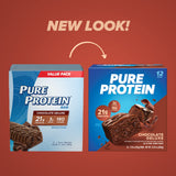 Pure Protein primer plano del interior para apreciar textura fudgy y capas