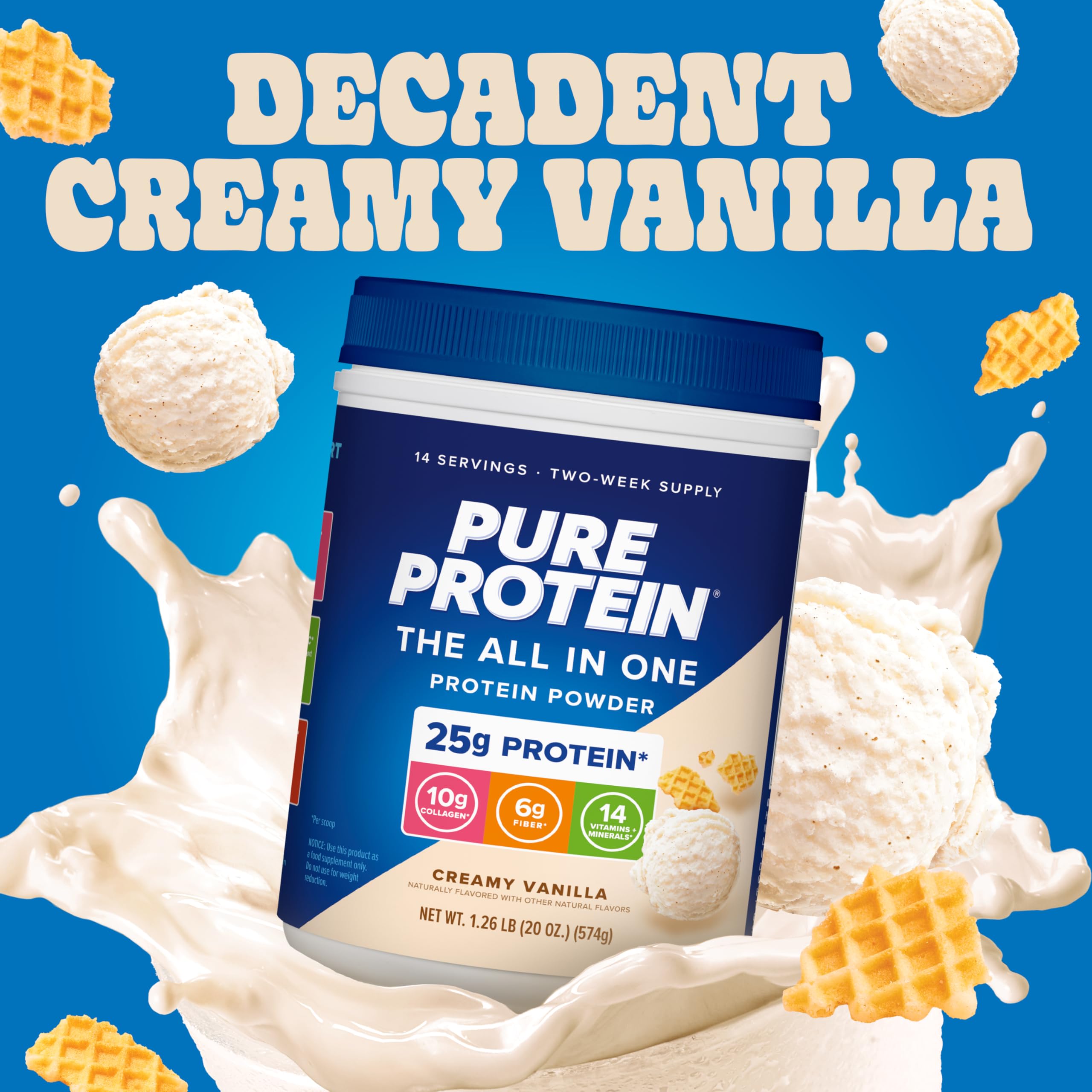 Pure Protein textura en cuchara para mezclar fácilmente y sabor cremoso
