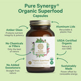 PURE SYNERGY cápsulas en mano para comparar tamaño y dosificación
