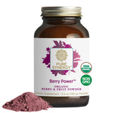 PURE SYNERGY envase frontal mostrando el polvo y beneficios antioxidantes