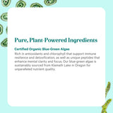 PURE SYNERGY etiqueta con certificaciones orgánica y Non-GMO visibles