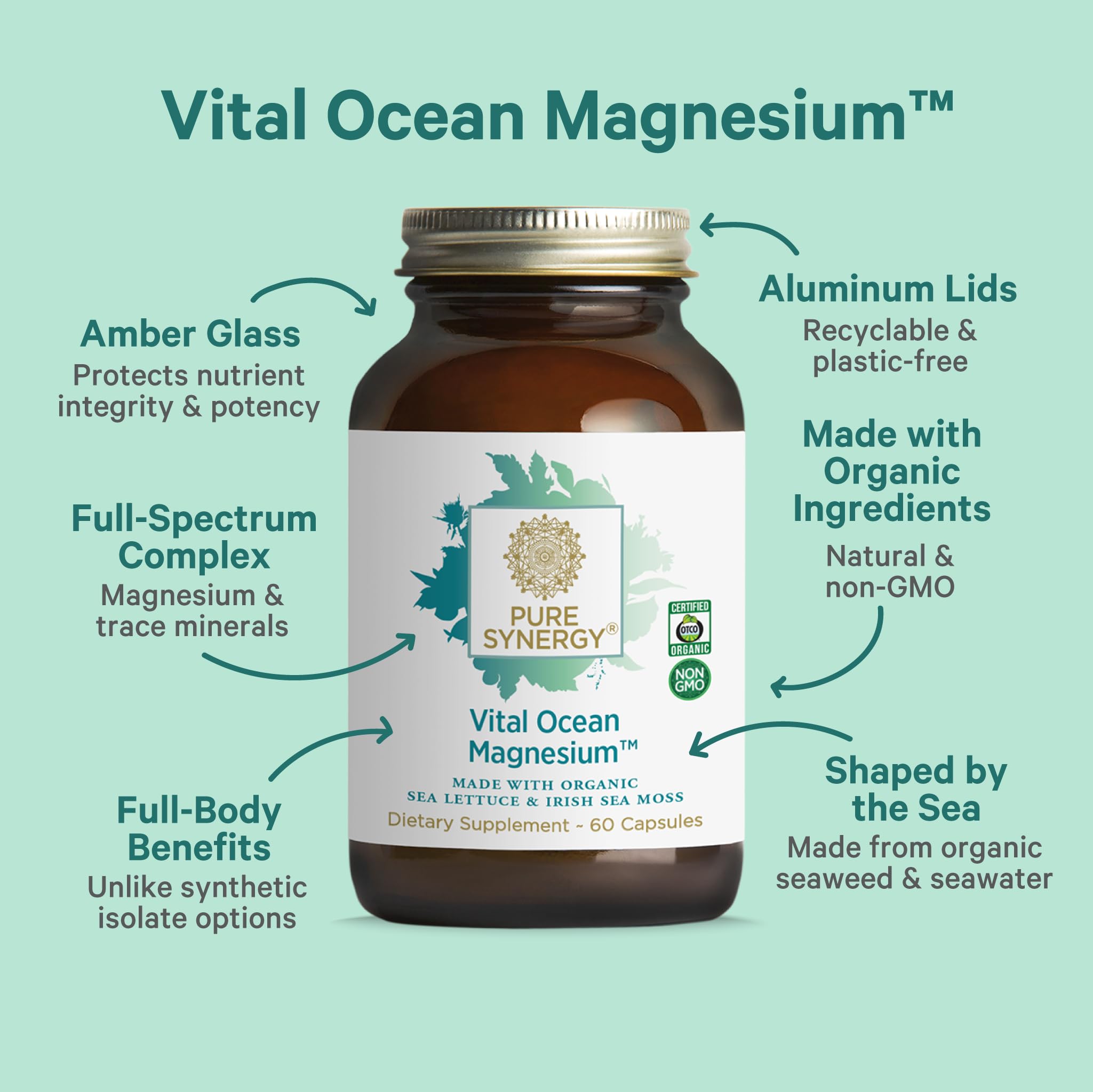 PURE SYNERGY spirulina y chlorella como ingredientes marinos ricos en minerales