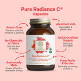 PURE SYNERGY frasco abierto con lista de ingredientes orgánicos clara y legible