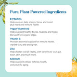 PURE SYNERGY etiqueta nutricional cercana indicando niveles clave