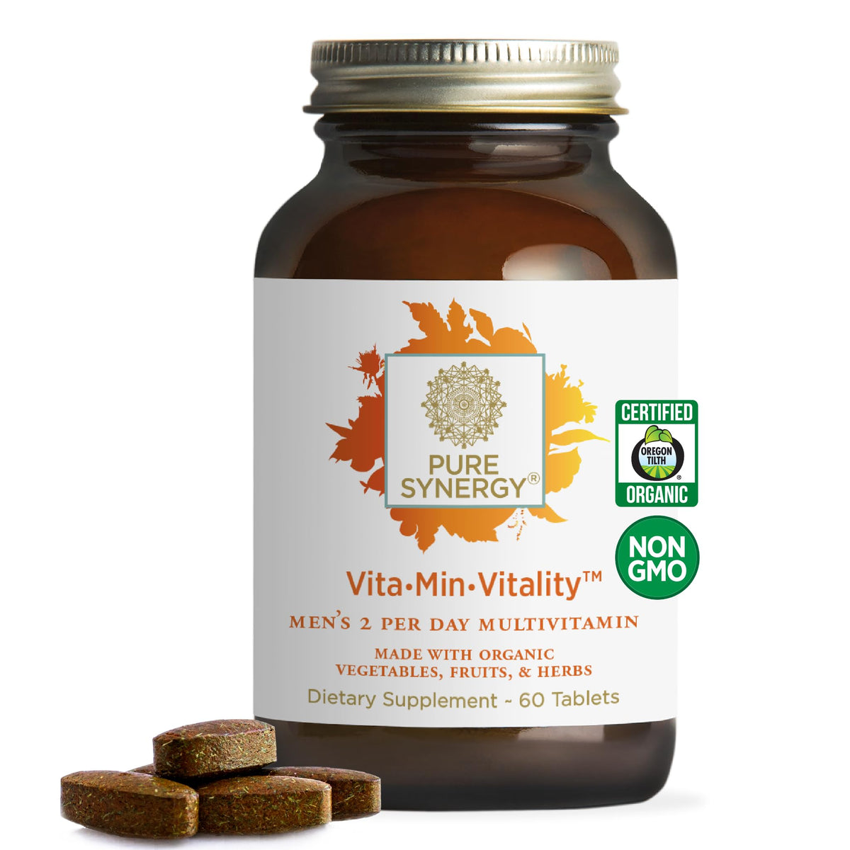 PURE SYNERGY bote frontal mostrando etiqueta y ventaja nutritiva