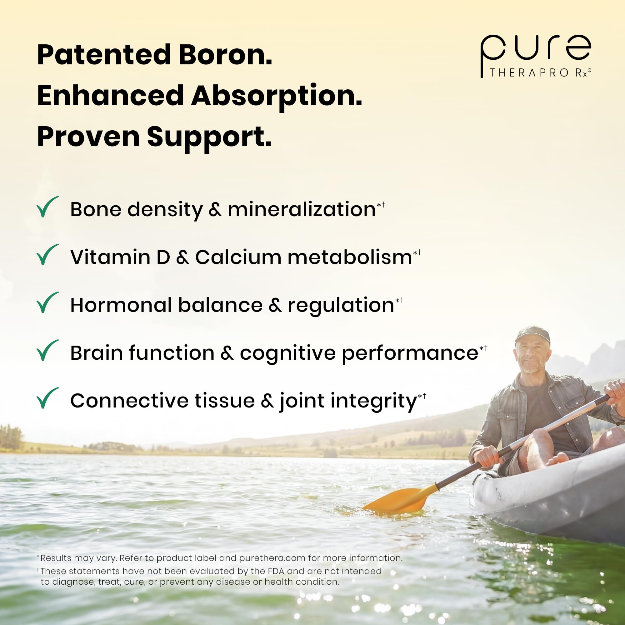 Pure TheraPro Rx etiqueta nutricional legible con información de boro