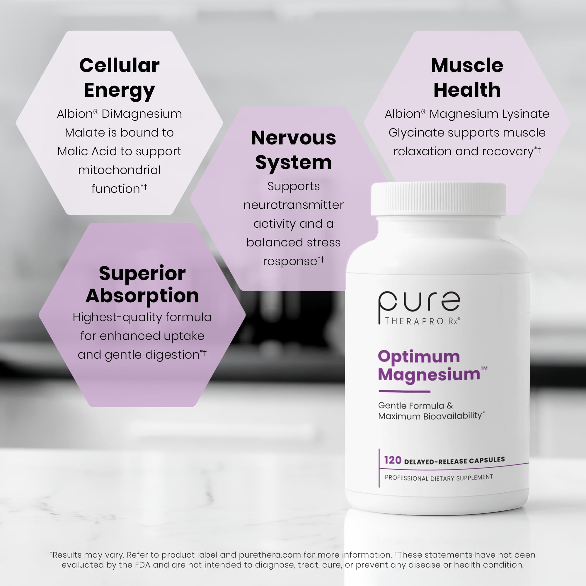 Pure Therapro Rx cápsulas en mano mostrando tamaño fácil de tragar