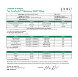Documento de certificación GMP que acompaña Pure Therapro Rx mostrando control de fabricación