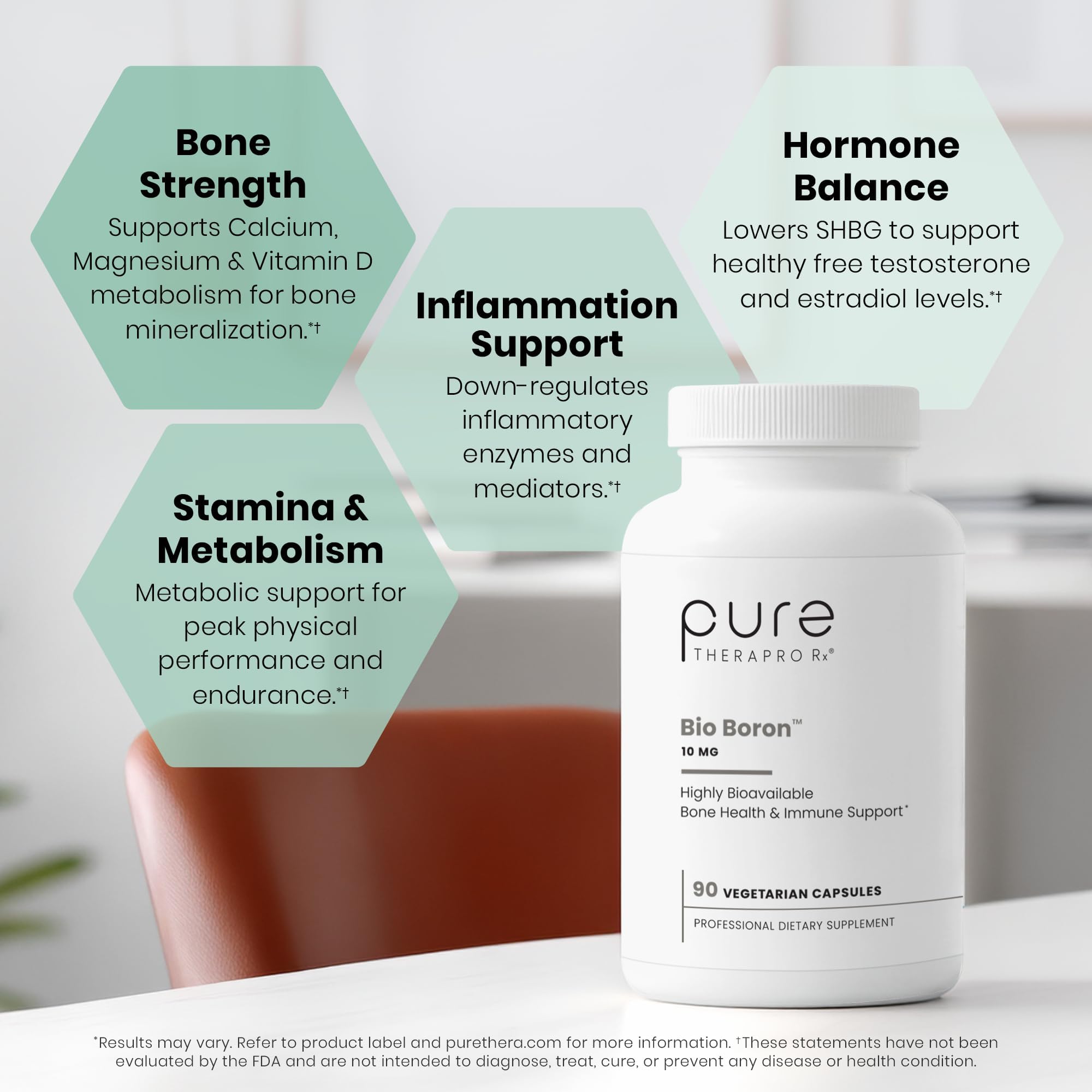 Comparación de tamaño Pure Therapro Rx en mano para visualizar dosis diaria