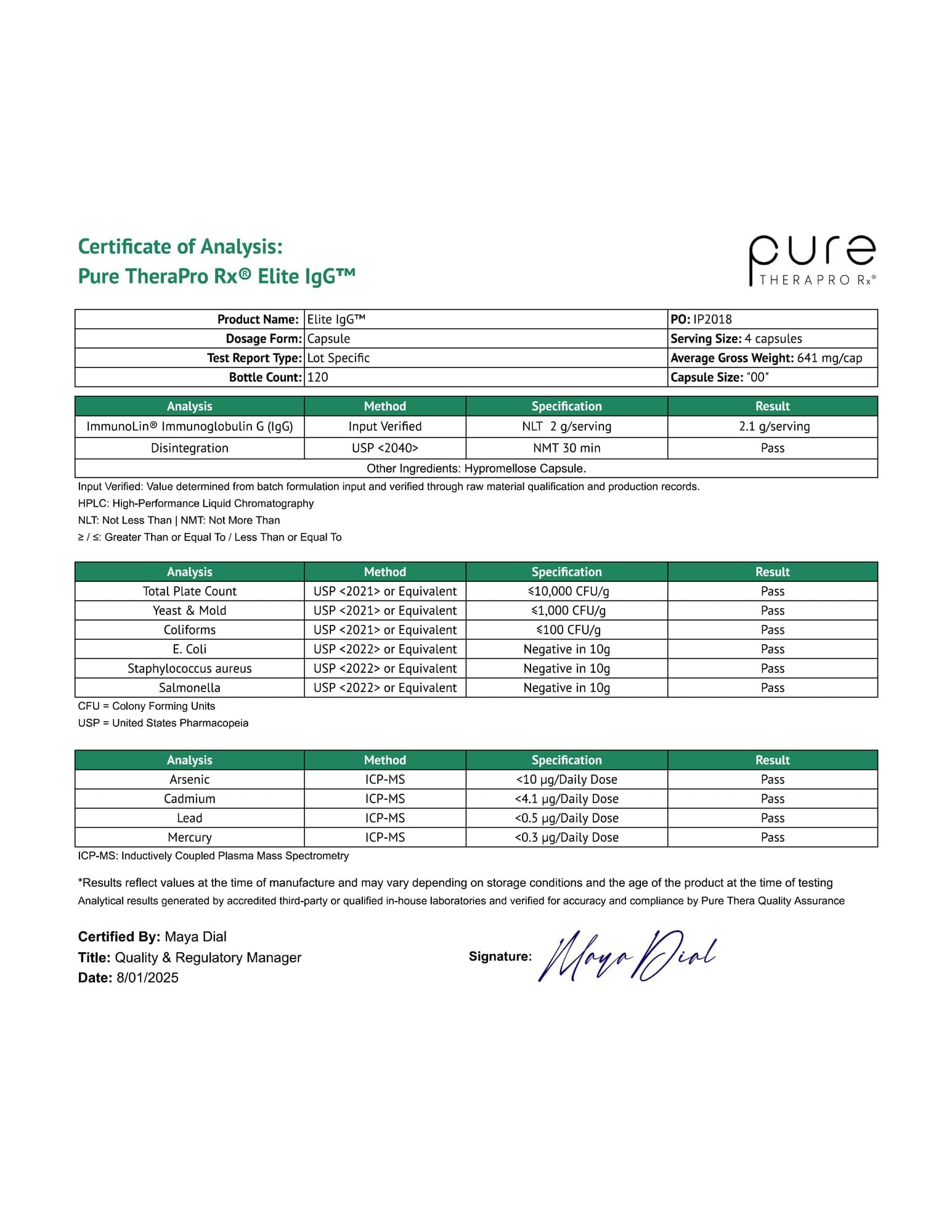Pure TheraPro Rx cápsulas junto a moneda para comparar tamaño y control de porción
