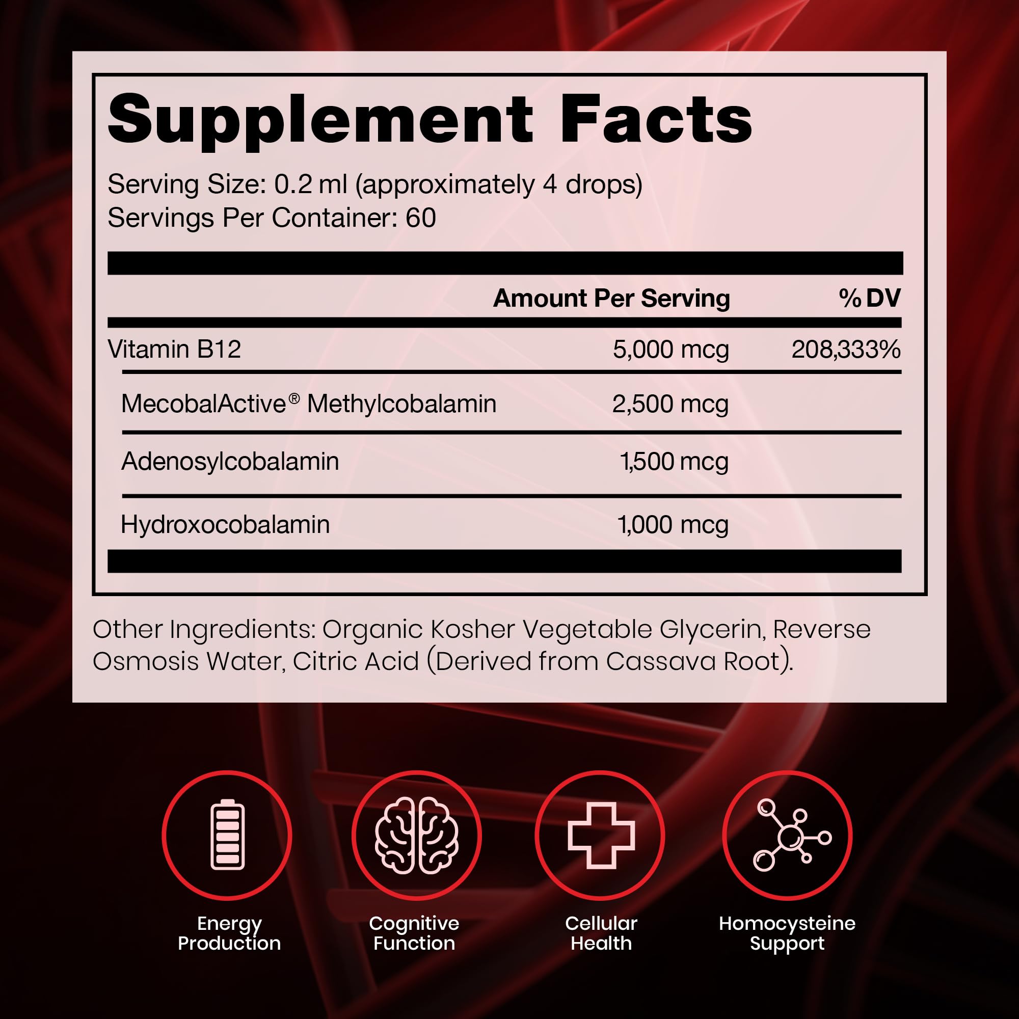 Pure Therapro Rx detalle de la etiqueta con información de concentración clara