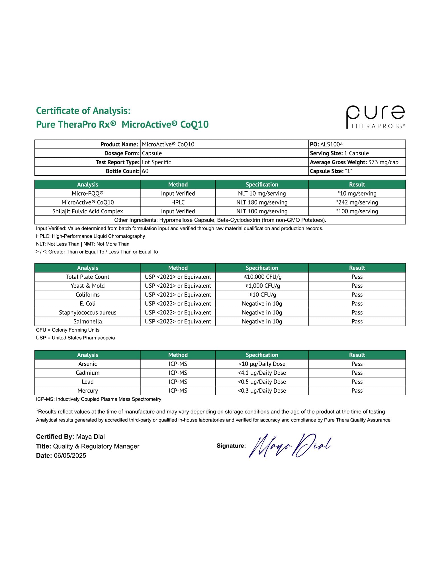Pure Therapro Rx empaque junto a hoja informativa sobre estudios clínicos