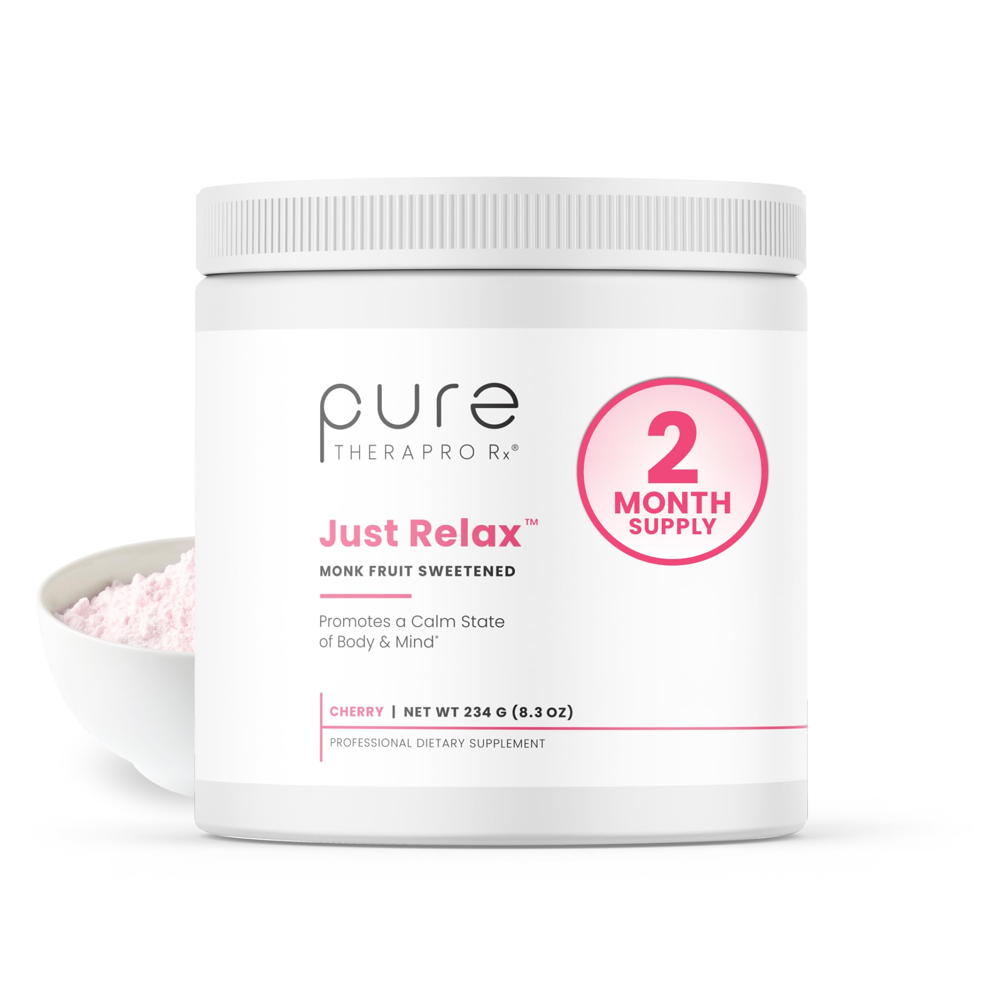Pure Therapro Rx envase frontal con etiqueta clara y sabor cherry