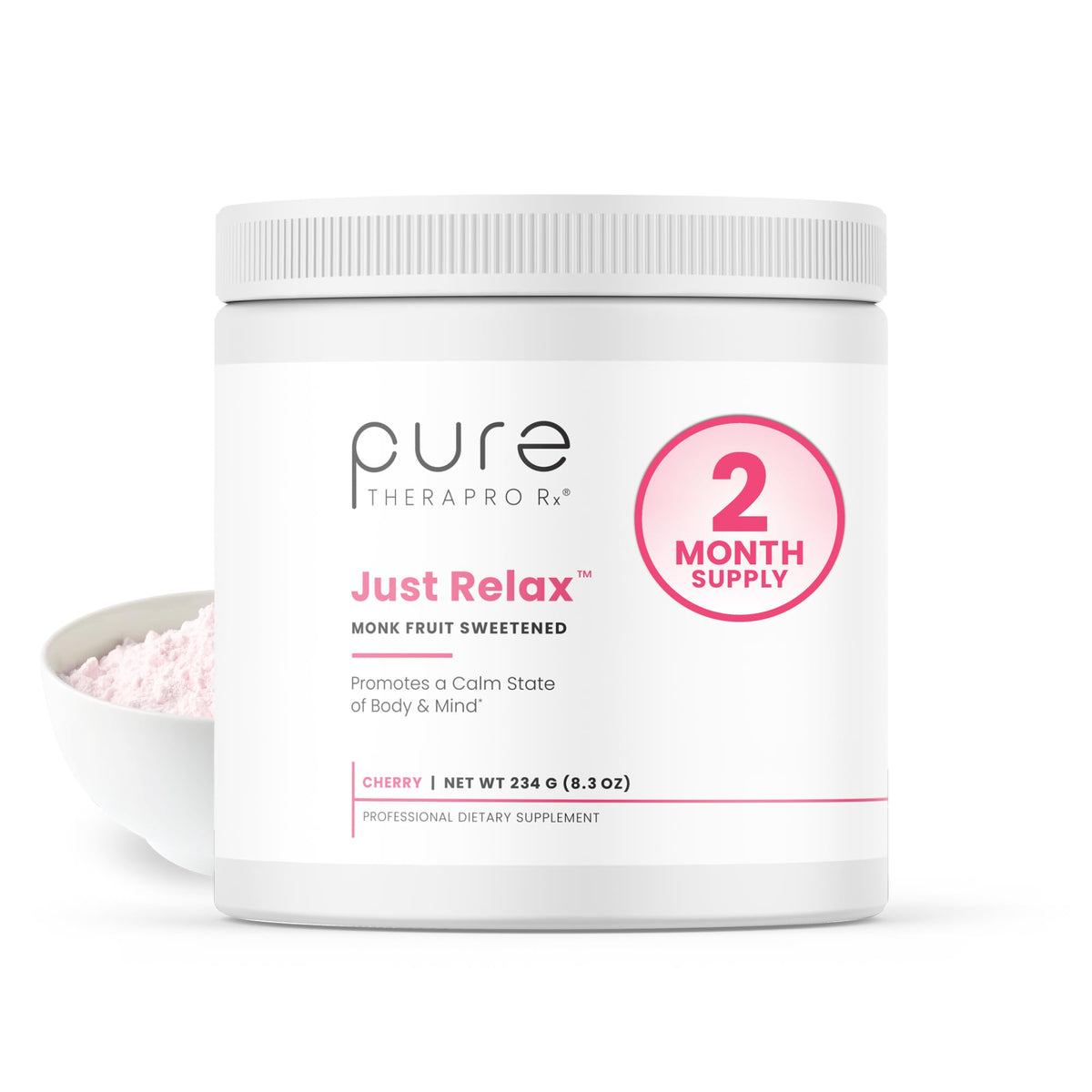 Pure Therapro Rx envase frontal con etiqueta clara y sabor cherry