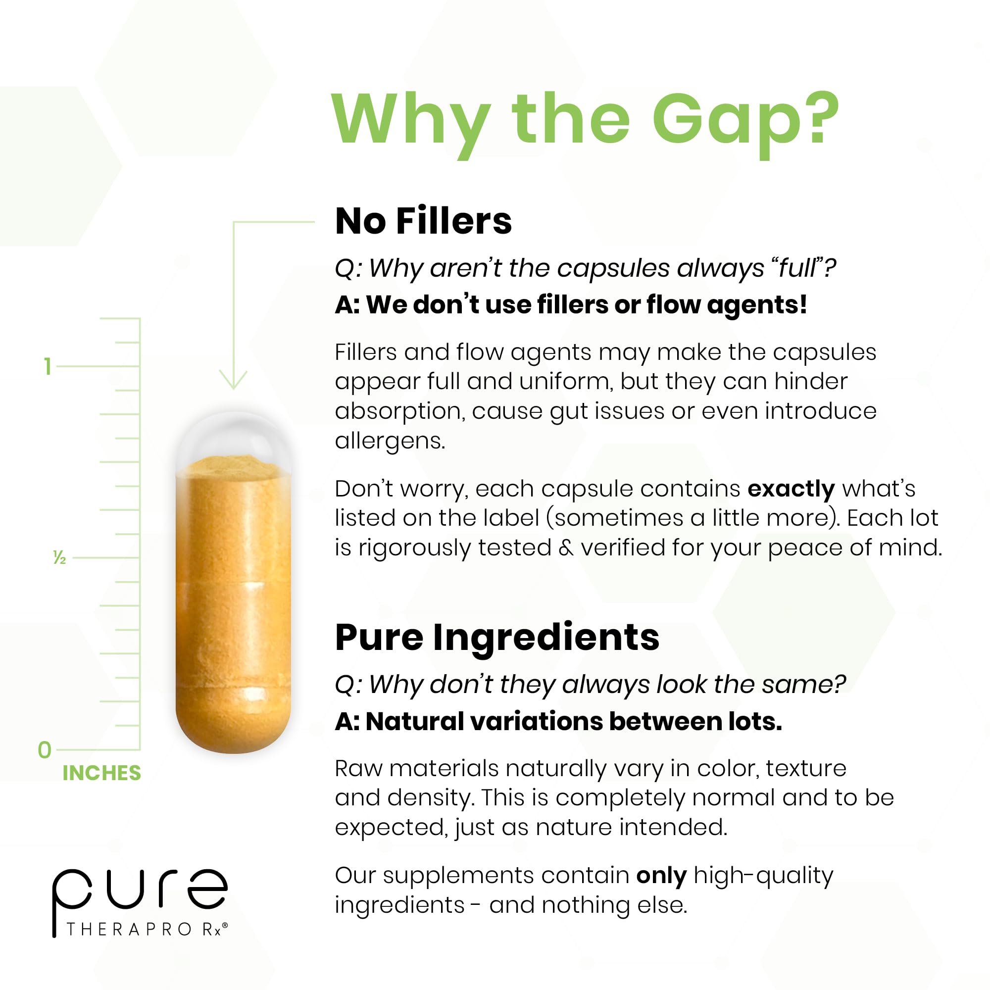 Pure TheraPro Rx sello de certificados y control de calidad para confianza
