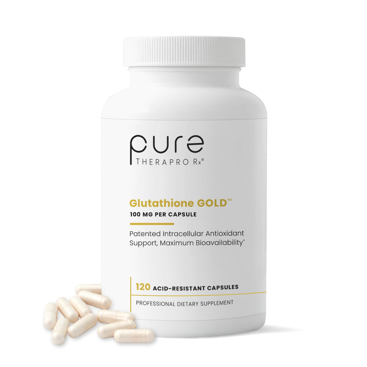 Pure Therapro Rx frasco frontal mostrando cápsulas y marca, para confianza en calidad