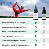 Pure Therapro Rx gotas vertidas mostrando textura clara y uso rápido