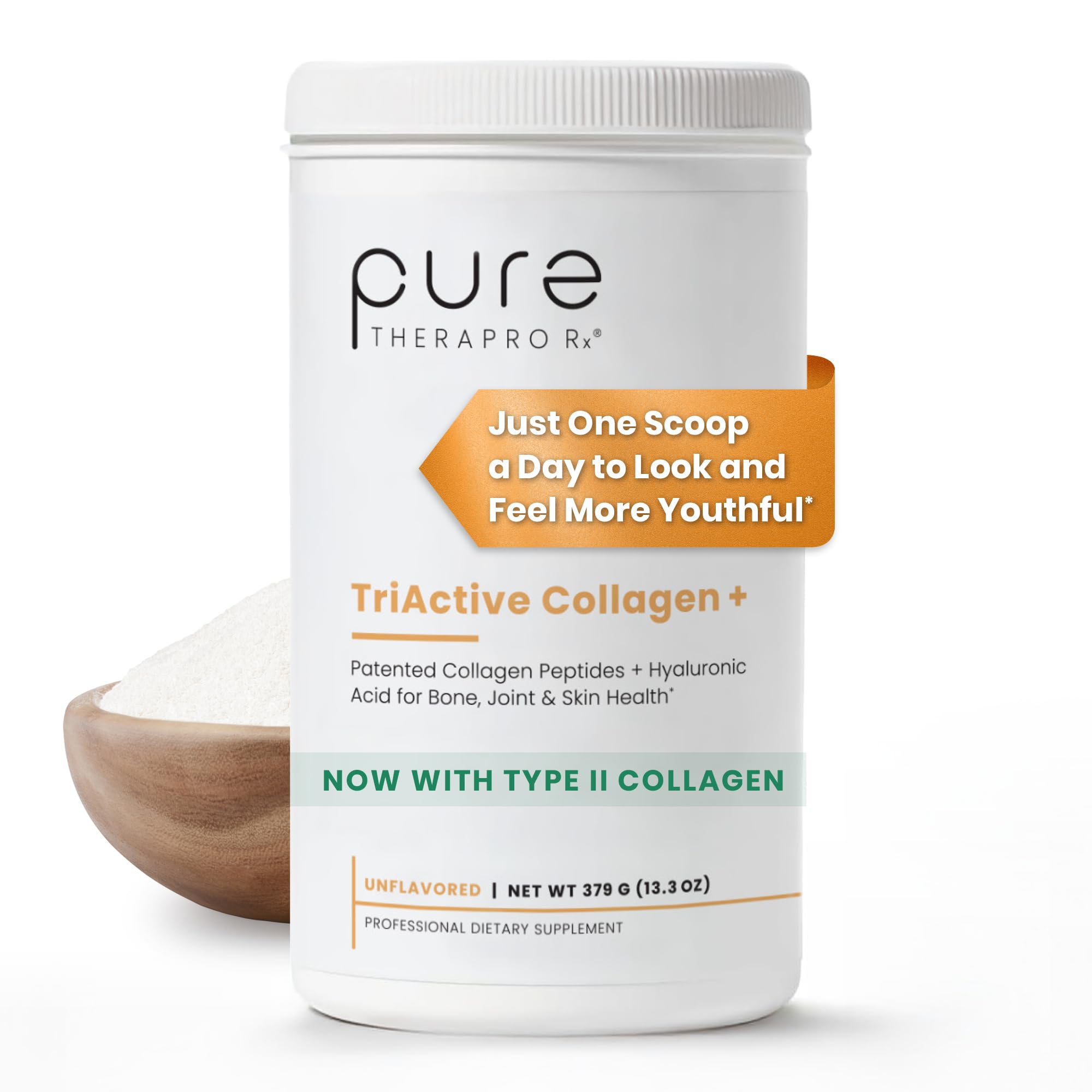 Pure Therapro Rx envase frontal mostrando fórmula multicolágeno y beneficios