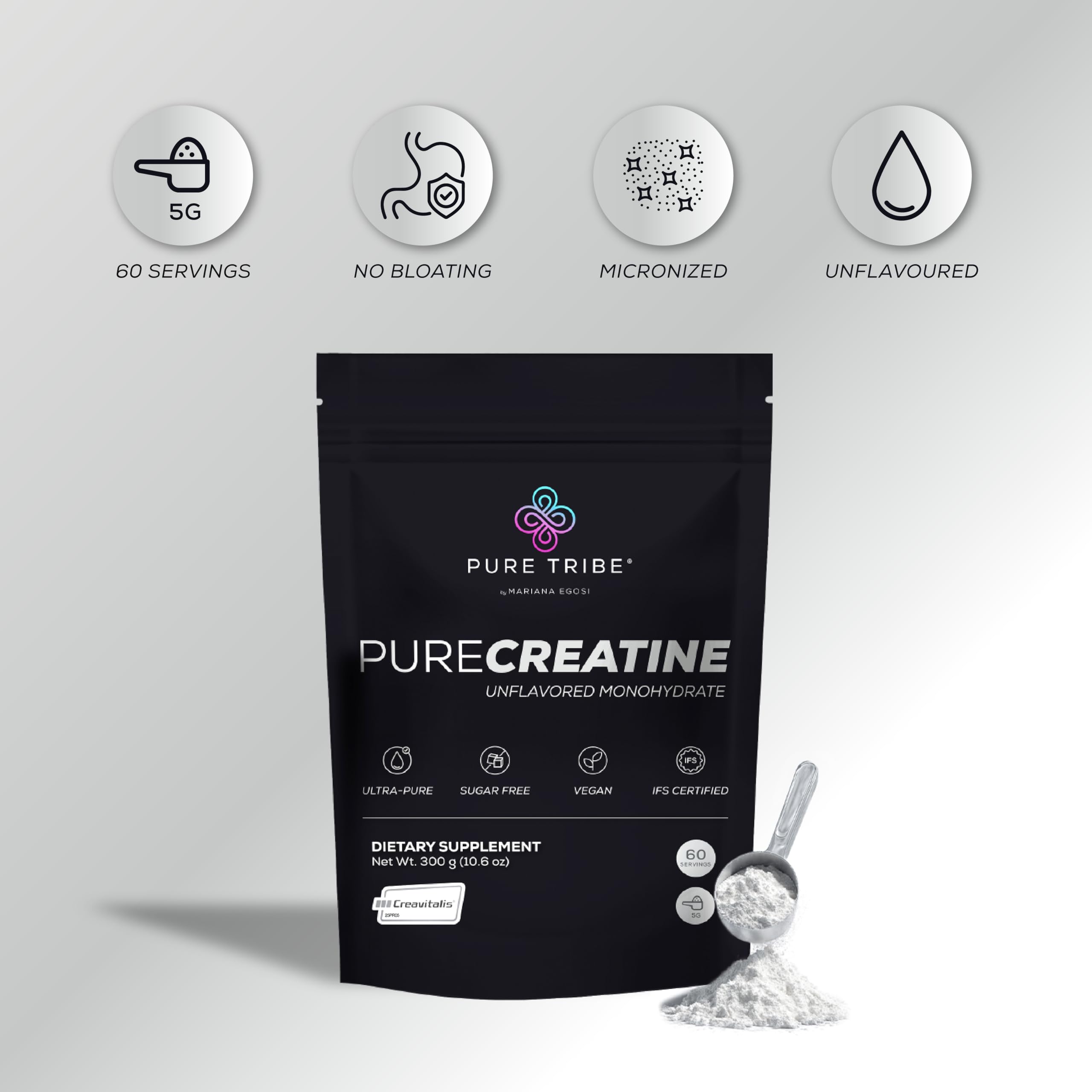 PURE TRIBE textura micronizada del polvo, fácil disolución y digestión