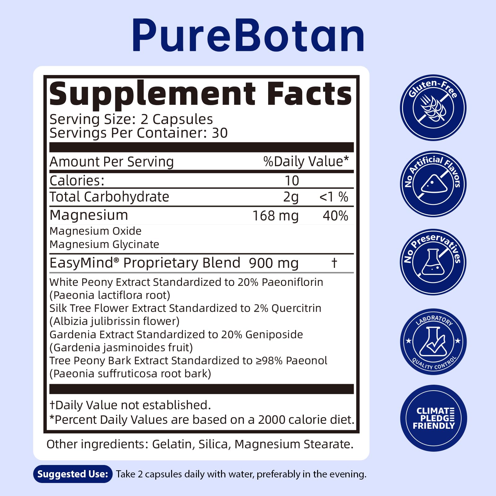 PureBotan cápsulas pequeñas y lisas fáciles de tragar