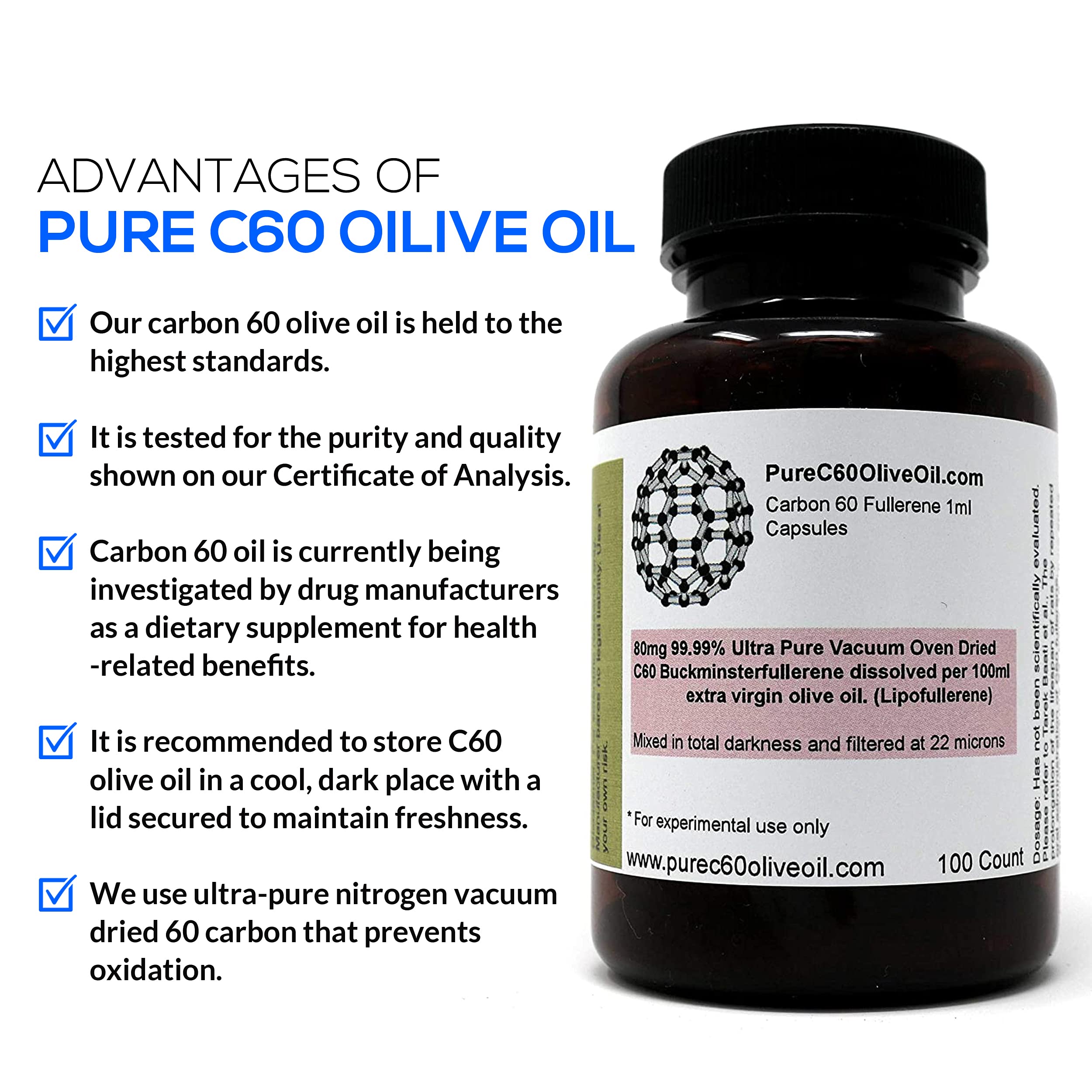 PureC60OliveOil cápsulas en mano ilustrando dosis y facilidad de uso