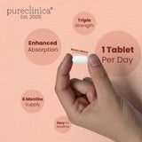 pureclinica comparación de tamaño junto a una moneda para escala visual clara
