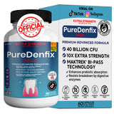 PureDenfix Max vista frontal del envase mostrando beneficios claros
