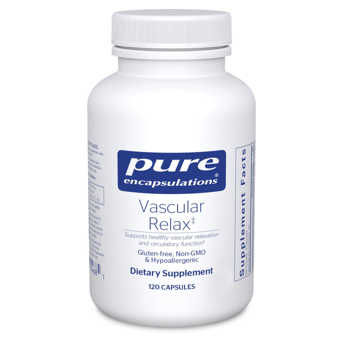 Pure Encapsulations Vascular Relax envase frontal muestra fórmula y beneficio vascular