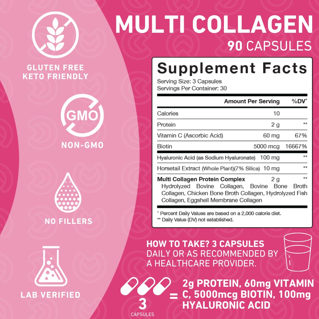 PUREFINITY etiqueta de ingredientes con tipos de colágeno y certificaciones