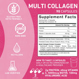PUREFINITY etiqueta de ingredientes con tipos de colágeno y certificaciones